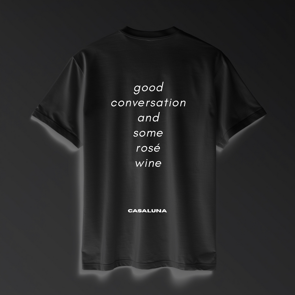 T-Shirt Good Conversation And Wine