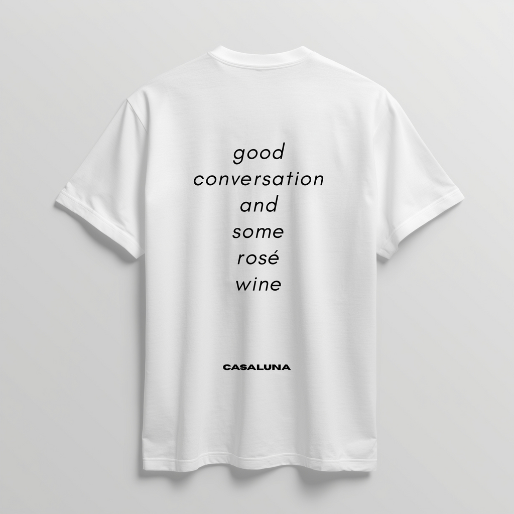 T-Shirt Good Conversation And Wine